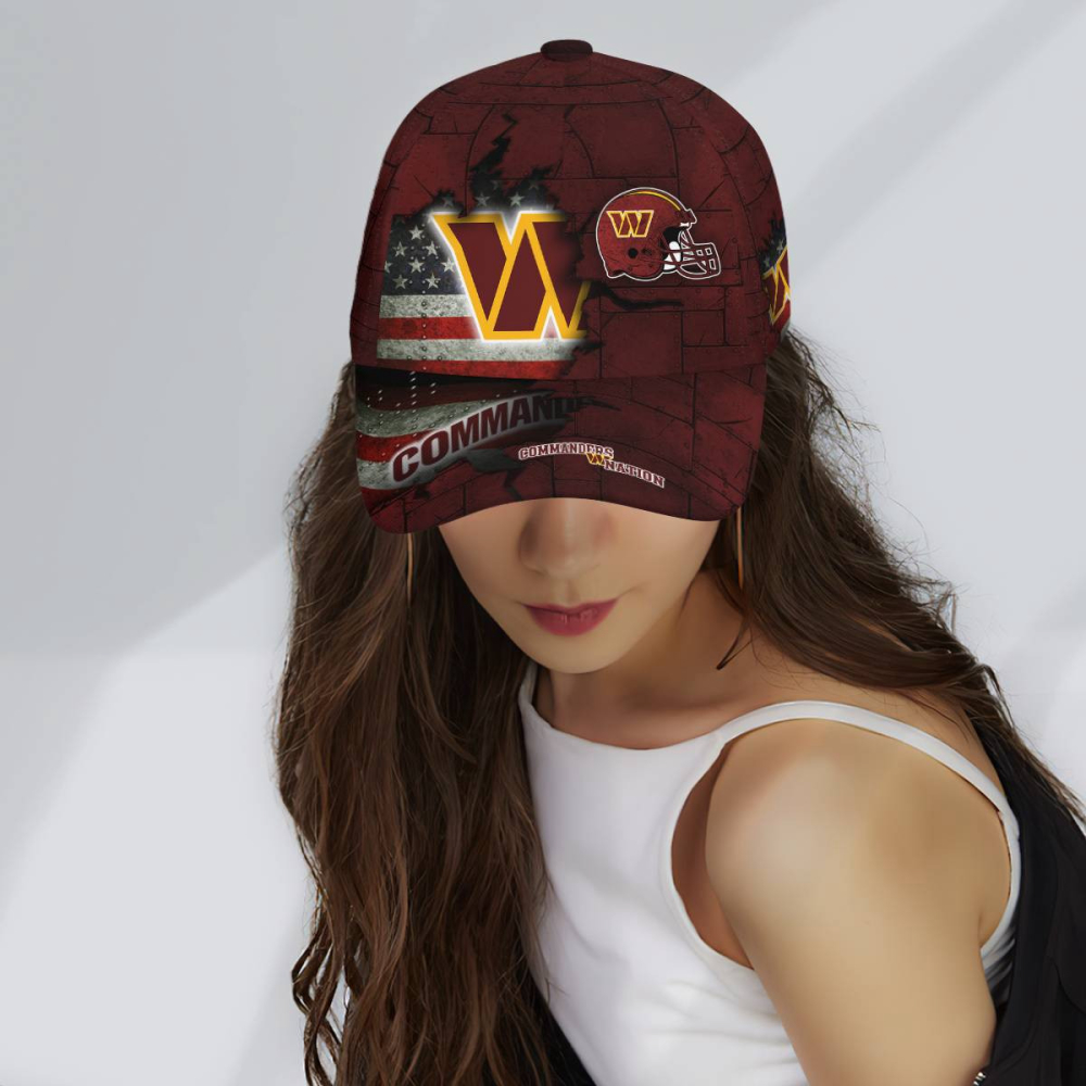 washington commanders american flag metal printed baseball classic cap men hat 3
