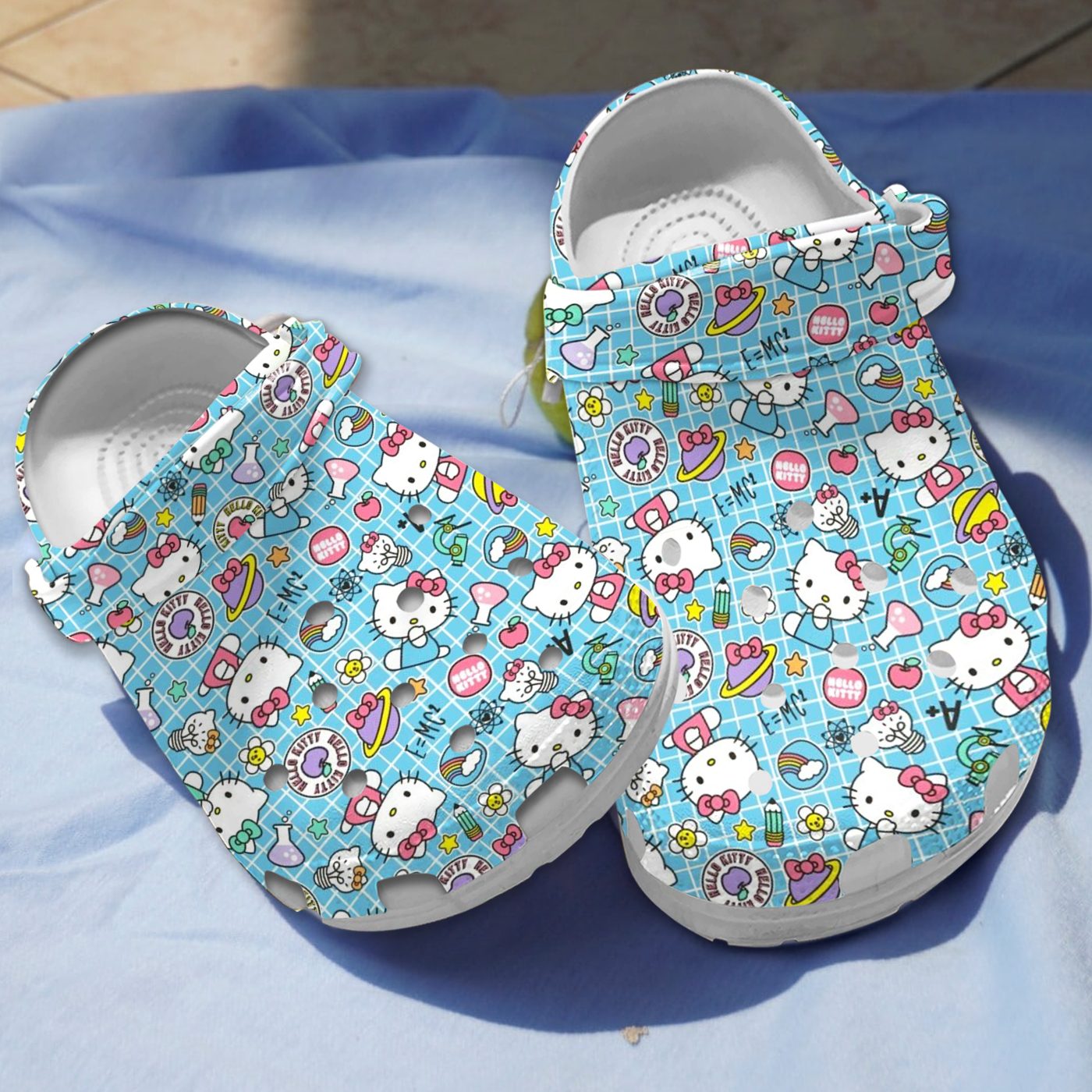 water proof hello kitty light blue clogs for kids 26 adults umxmh