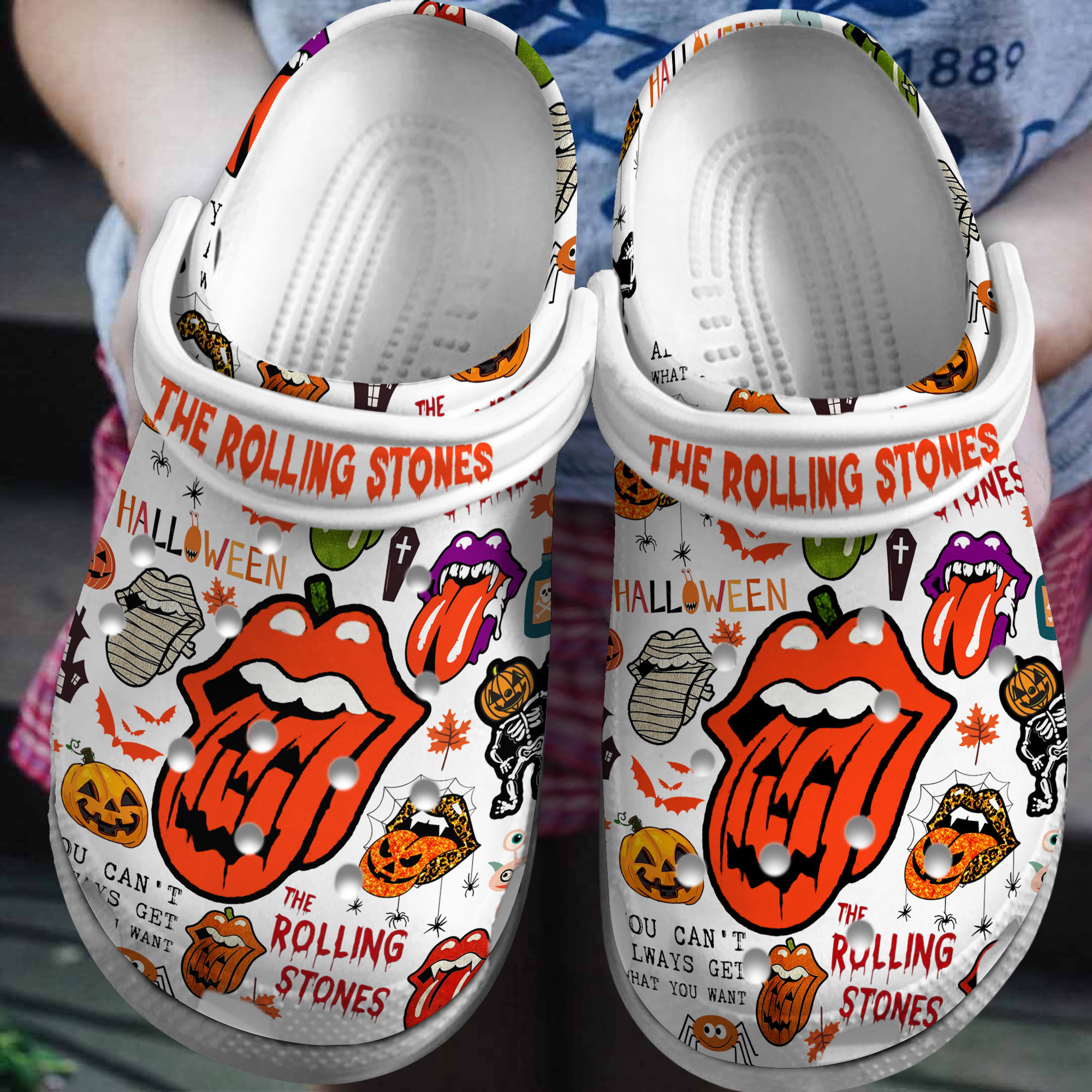 water resistant rolling stones white clogs for kids 26 adults 0ok6l