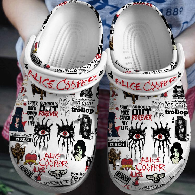 waterproof slippers alice cooper white music clogs fast shipping worldwide nuuue