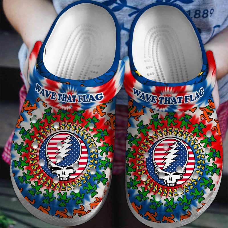 wave that flag grateful dead colorful music clogs slippers tv5uq