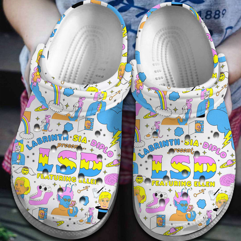 weird colorful shoes lsd labrinth sia diplo music white clogs fast shipping worldwide goma3