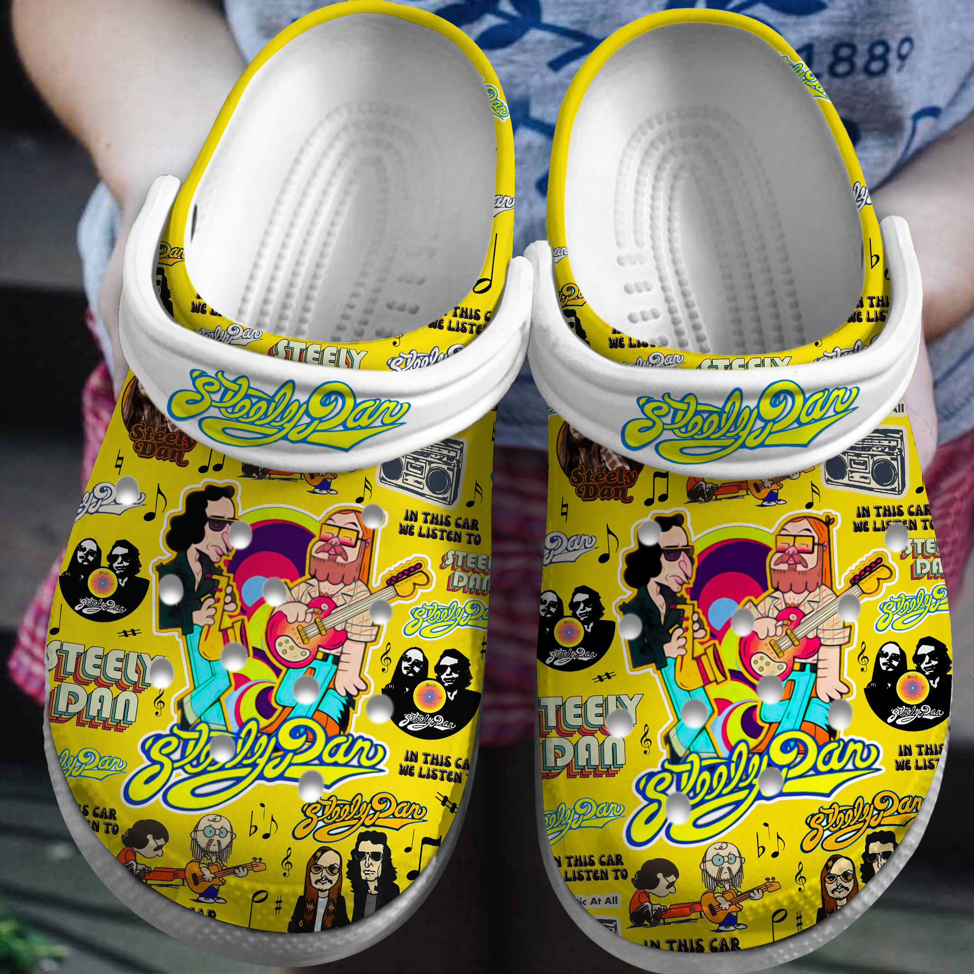 weird steely dan music yellow clogs for kids and adults qpy5u