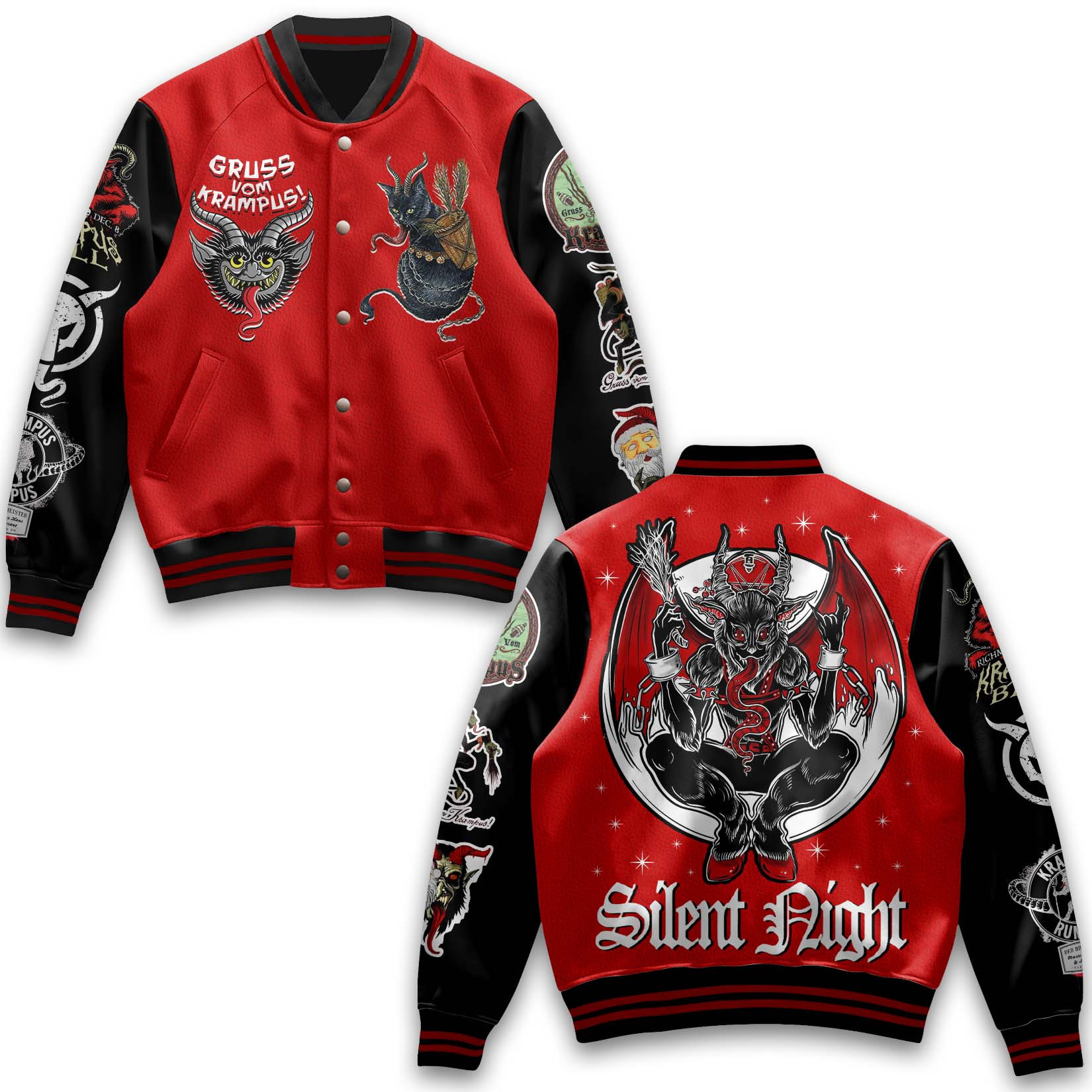 weird unique gruss vom krampus special red baseball jacket vb7q7
