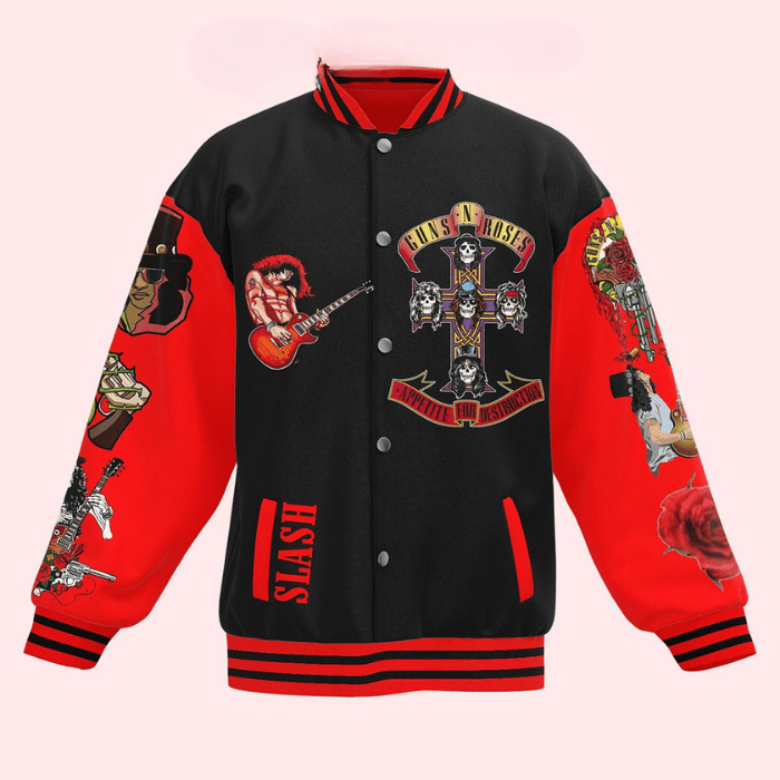welcome to guns n roses music red roses baseball jacket gnwse