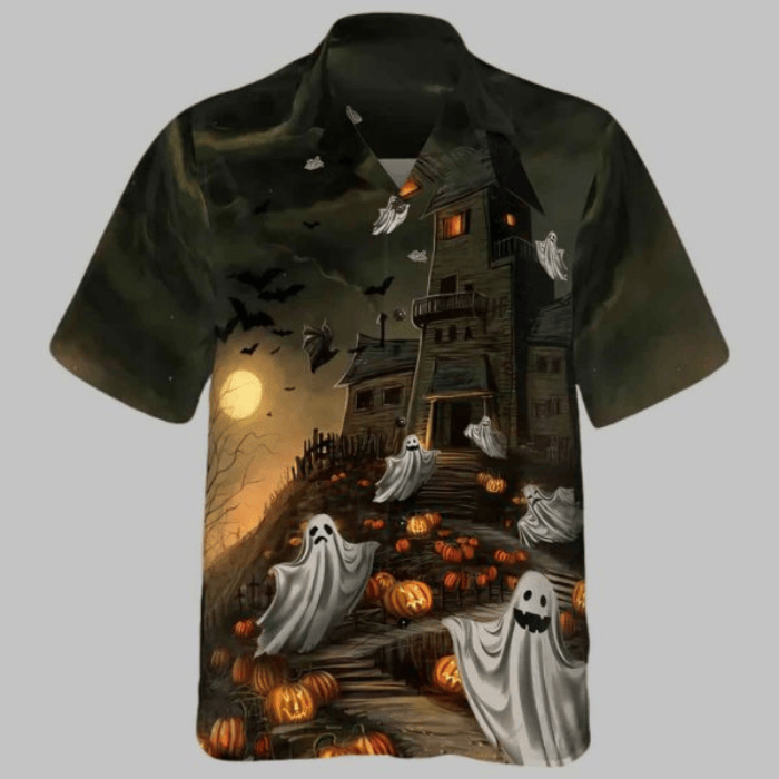 welcome to the haunted house this halloween night hawaiian shirt vgj85