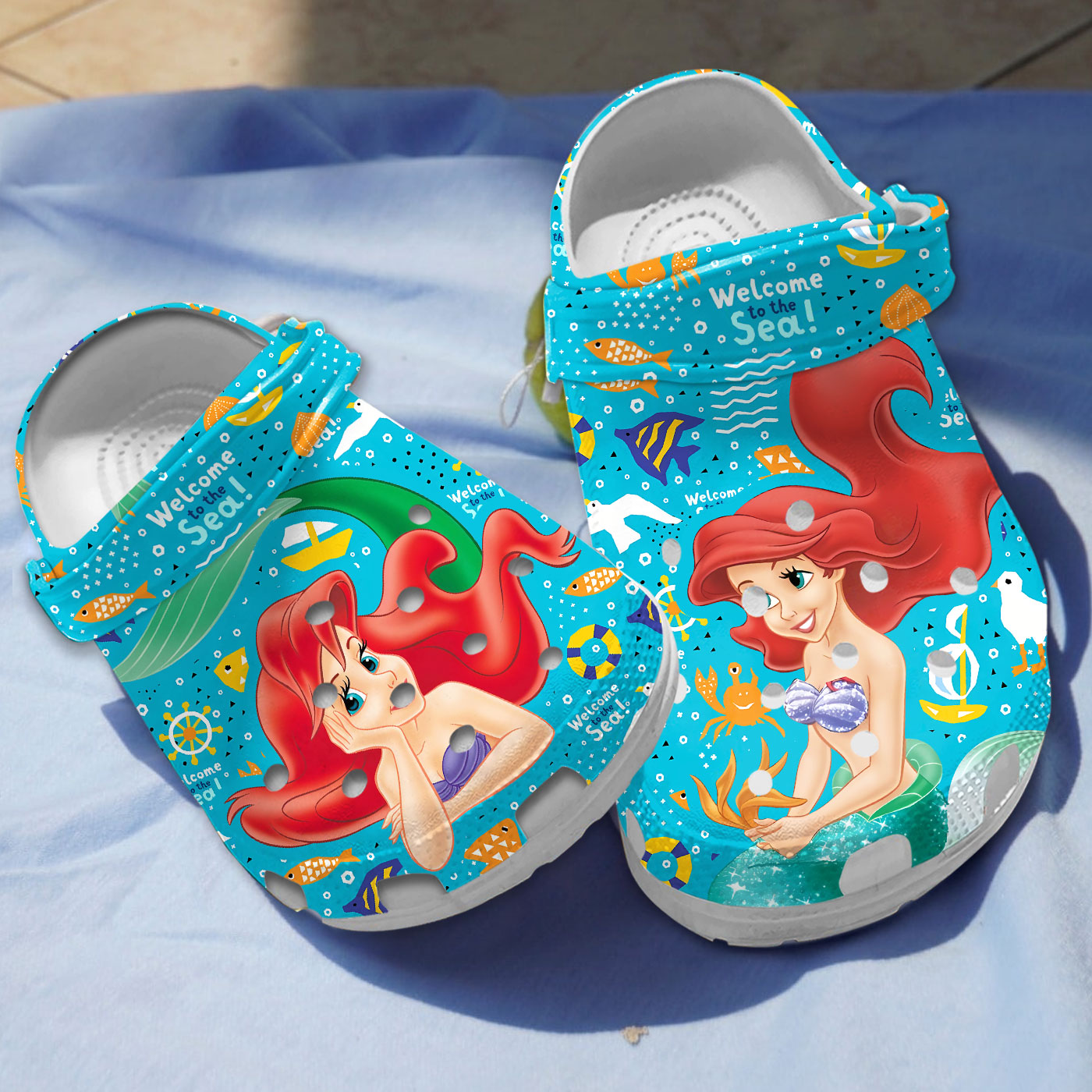 welcome to the sea with little mermaid cartoon clogs fast shipping worldwide 8ragk