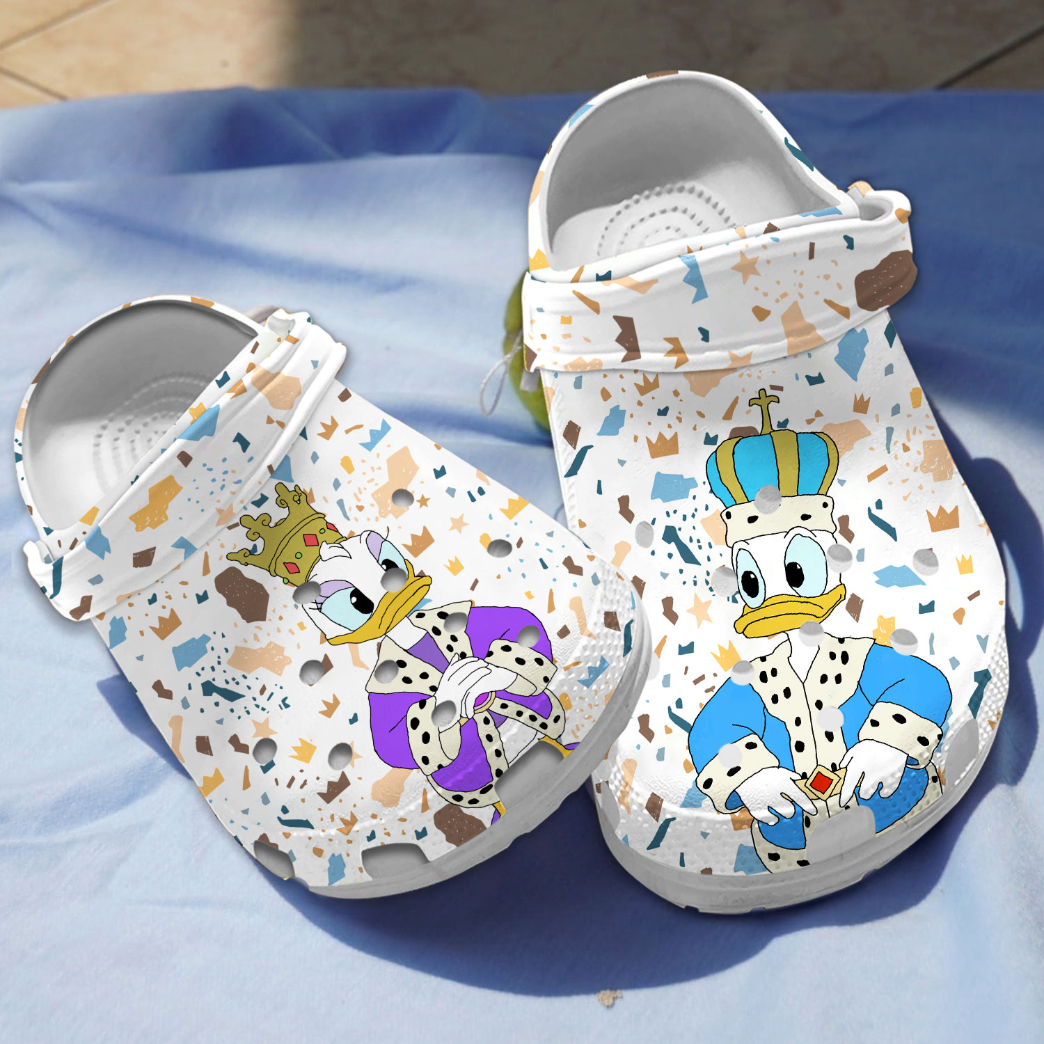 white confetti background donald 26 daisy royal duck cartoon clogs fast shipping worldwide rxkrg