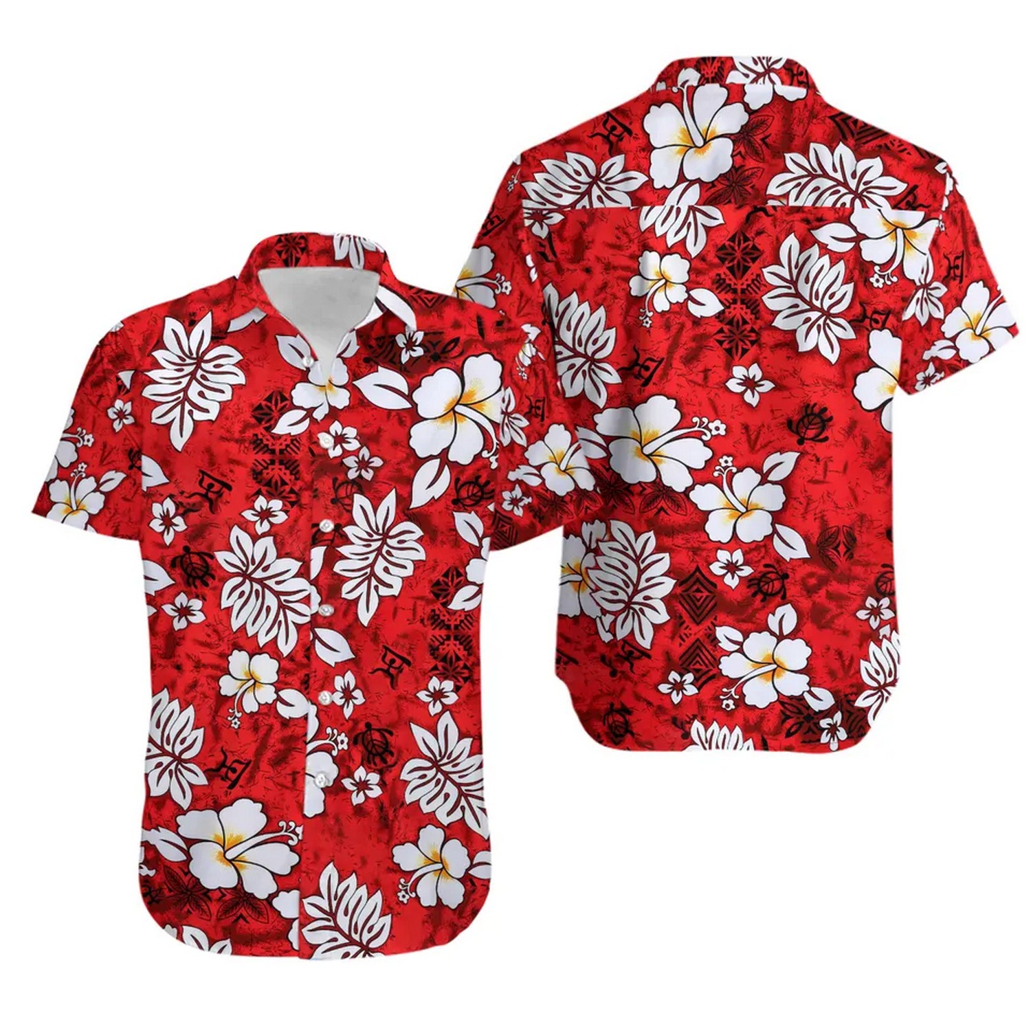 white hibiscus on red hawaiian shirt gwxap