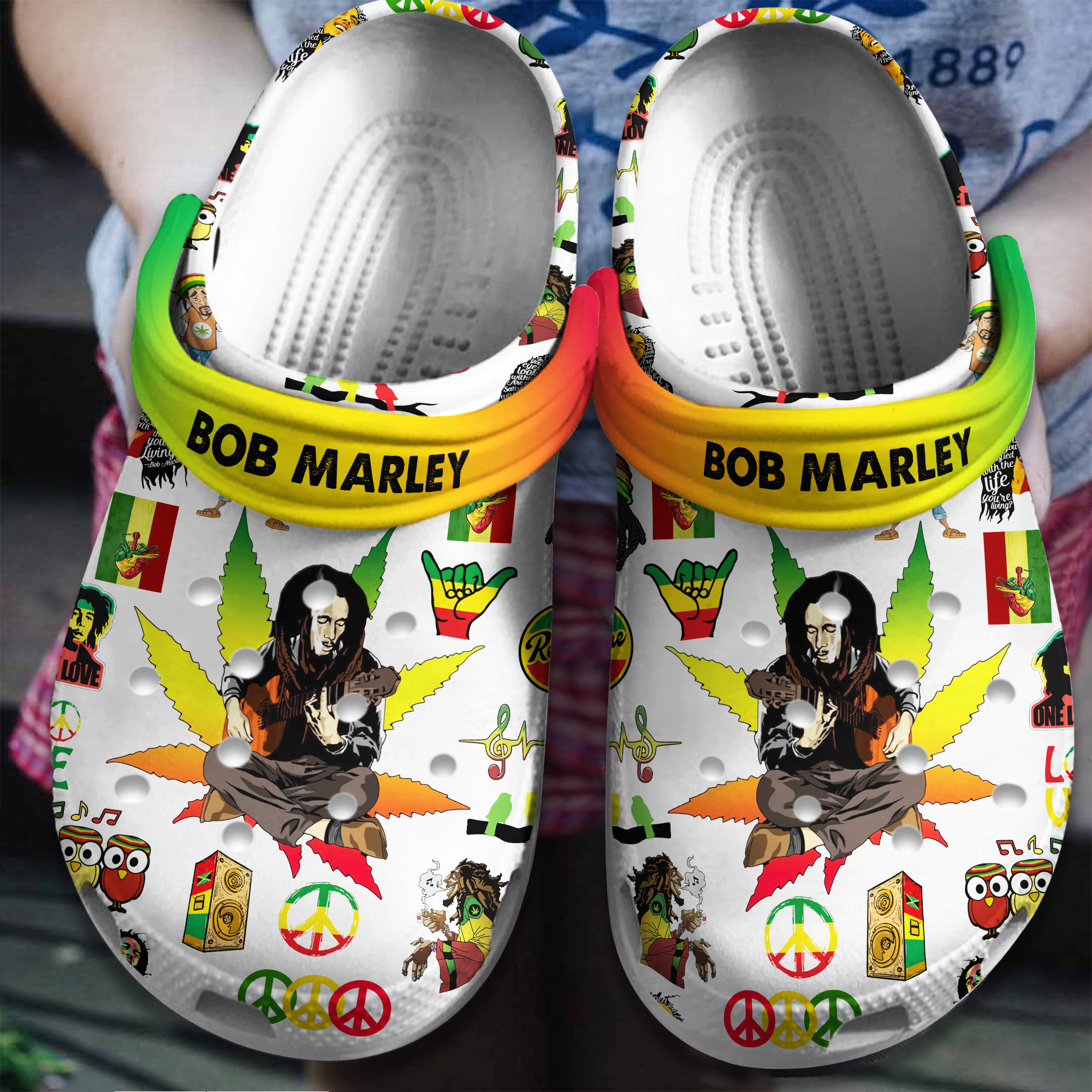 white soft slippers bob marley music artist clogs for kids and adults narjd