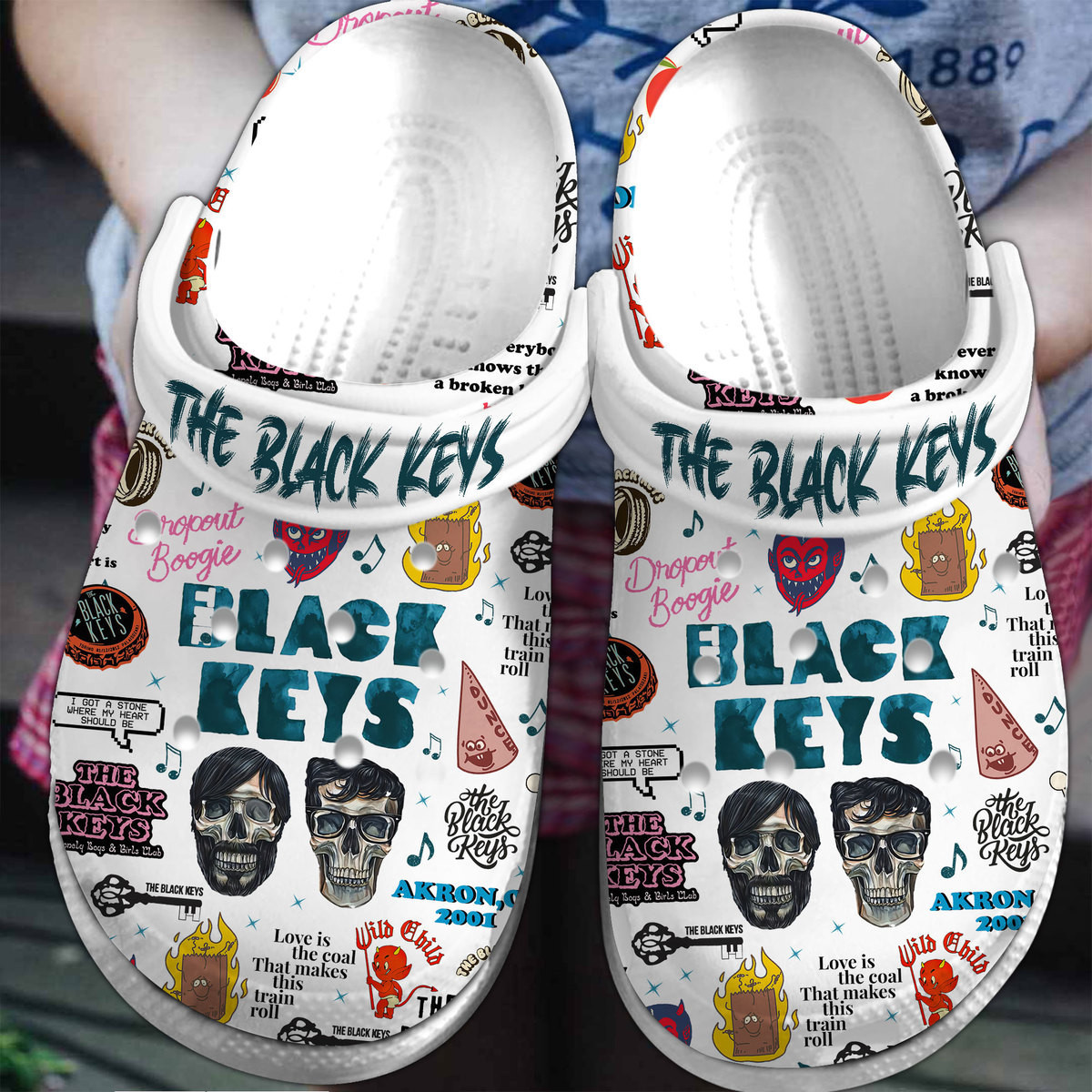 white spooky the black keys music clogs for kids and adults efzly