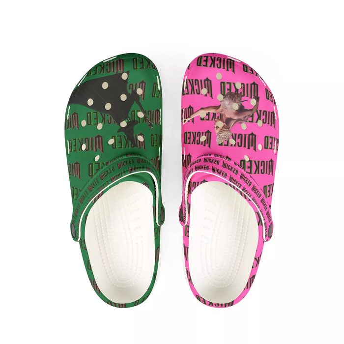 wicked movie green and pink color clogs shoes zwahg