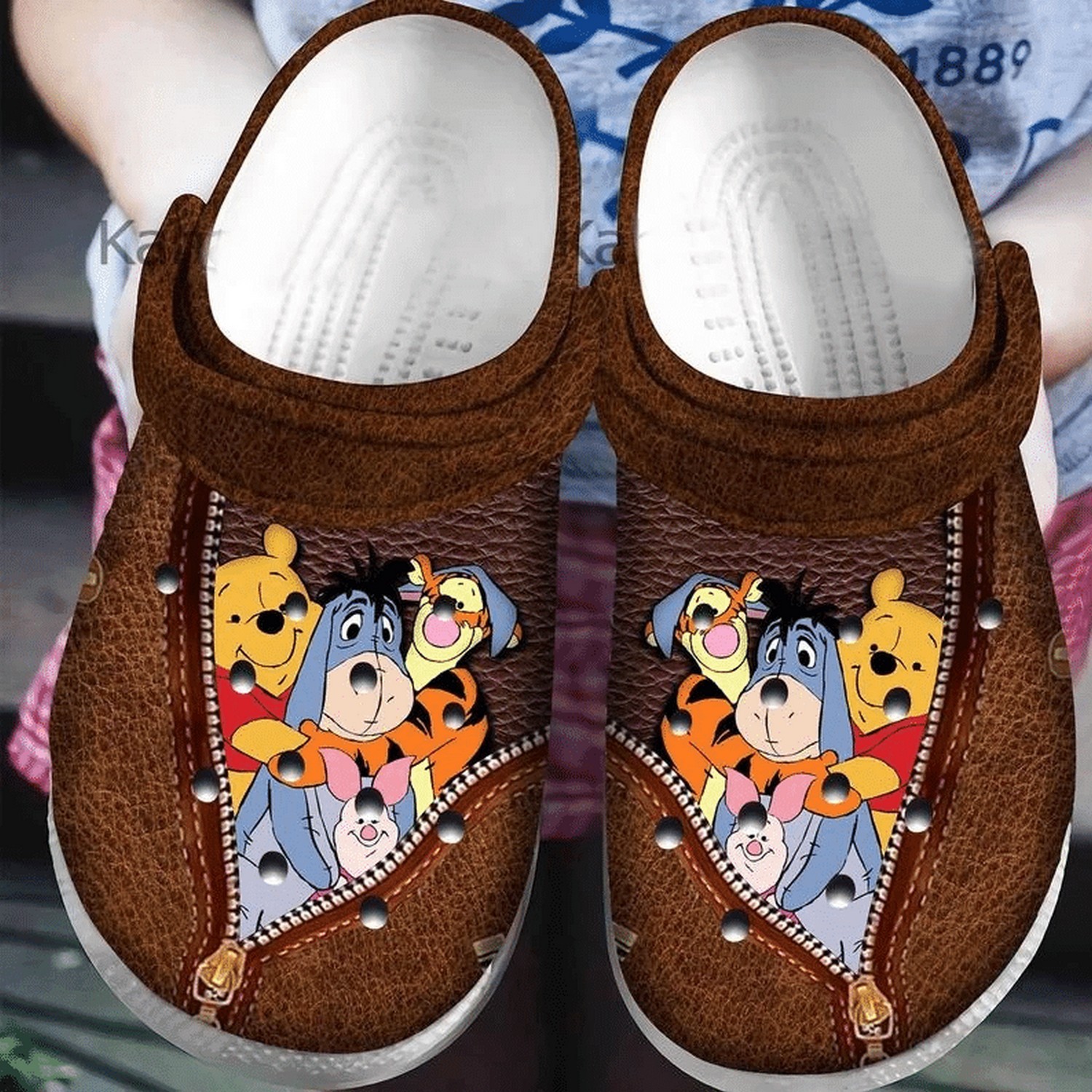 winnie the pooh and friends hiden in pocket brown clogs for kids and adutls f8oqi