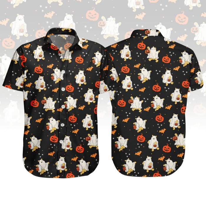 winnie the pooh love trick or treat halloween pattern hawaiian shirt orf5x