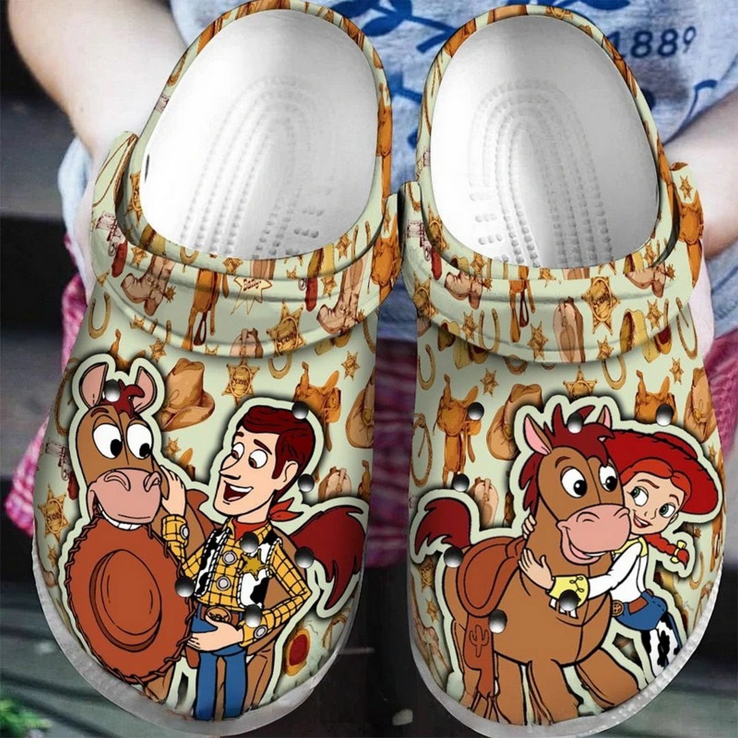 woody and jessie toy story cute pattern clogs for kids 26 adults wgf3k