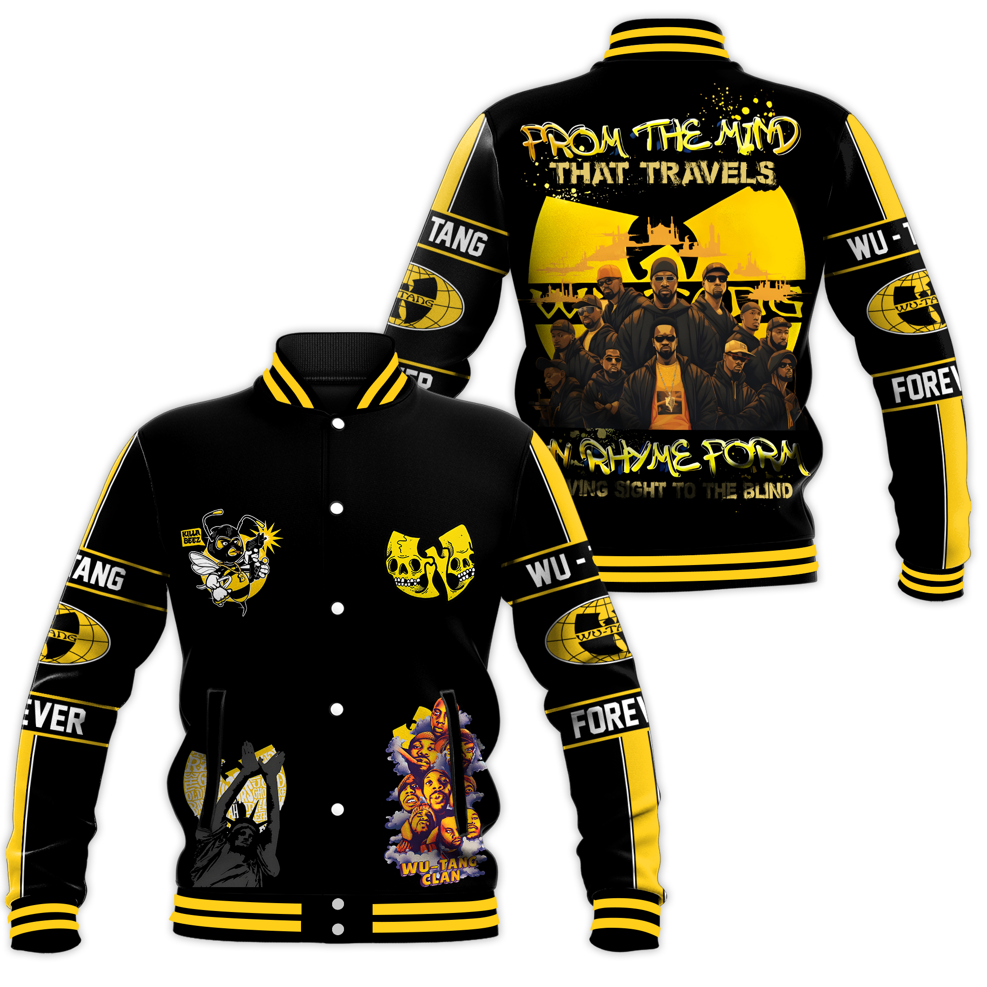 wu tang clan from the mind that travels baseball jacket ch9be