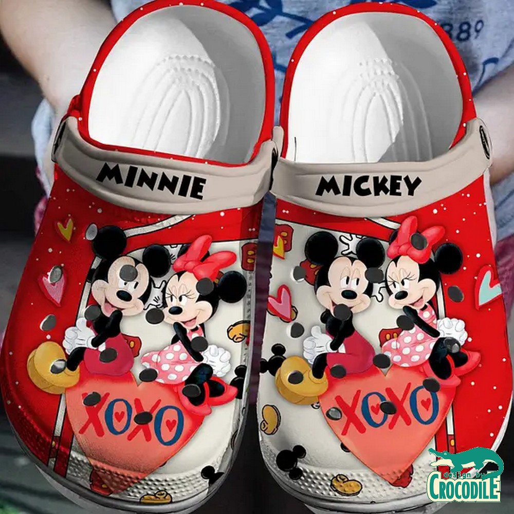 xoxo love mickey and minnie mouse red clogs for kids 26 adults gvmr3