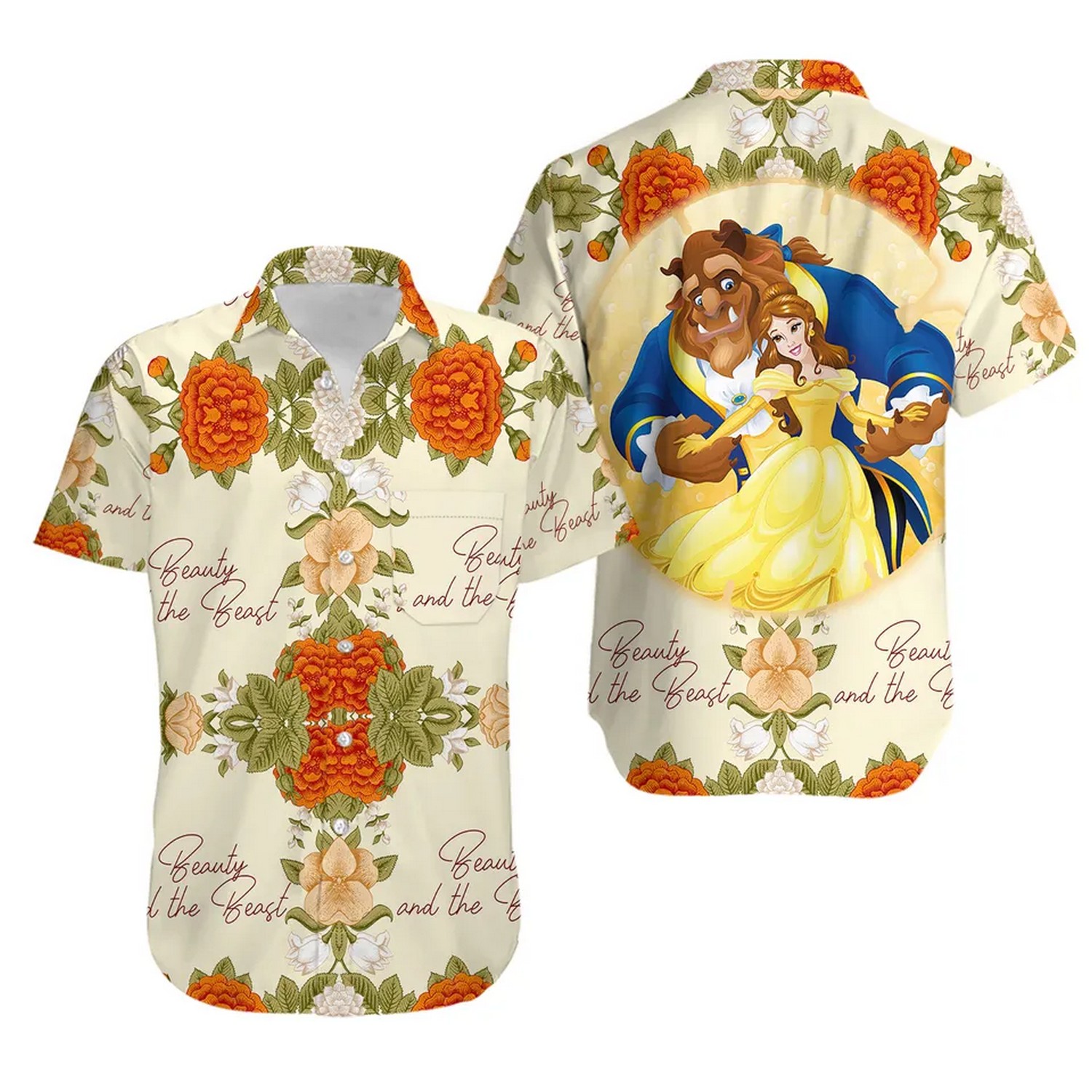 yellow red floral beauty and the beats hawaiian shirt 1k3e0