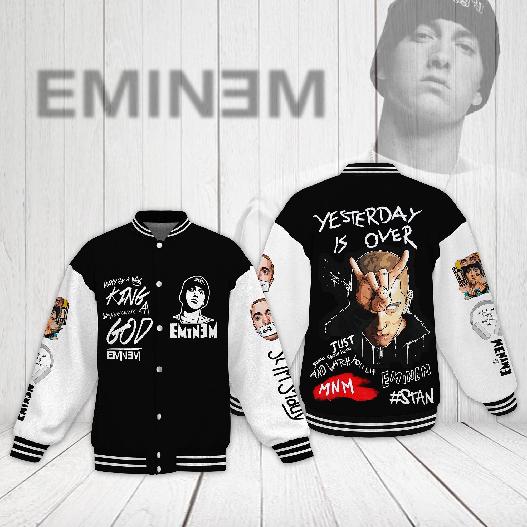 yesterday is over with rap god eminem music baseball jacket gwwhq