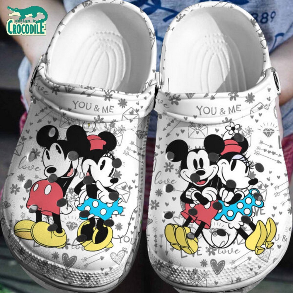 you and me minnie and mickey mouse white clogs for kids 26 adults yl3rk