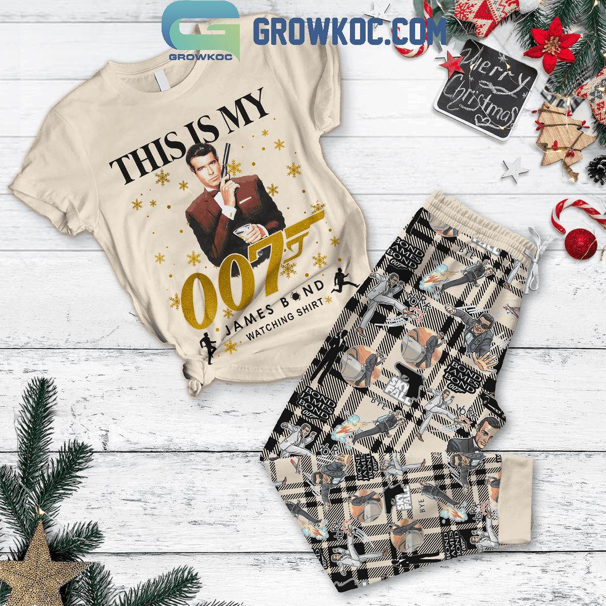 007 This Is My James Bond Watching Shirt Christmas Fleece Pajamas Set 1 aqlJx
