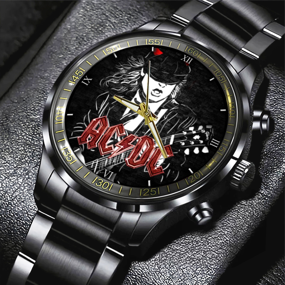 ACDC X Angus Young Black Stainless Steel Watch GNE960