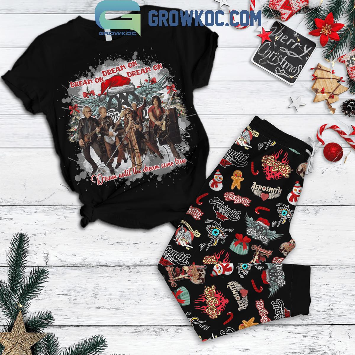 Aerosmith Dream On Dream Until The Dream Come True Fleece Pajamas Set 1 kFvw1