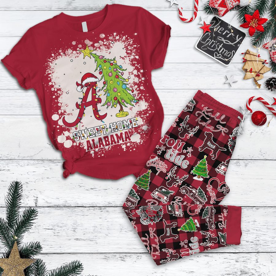 Alabama2BCrimson2BTide2BSweet2BHome2BAlabama2BChristmas2B20242BFleece2BPajamas2BSet2B1 6y4sF
