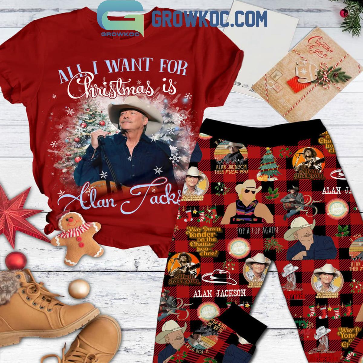 Alan Jackson Is All I Want For Christmas Fleece Pajamas Set 1 YumrK