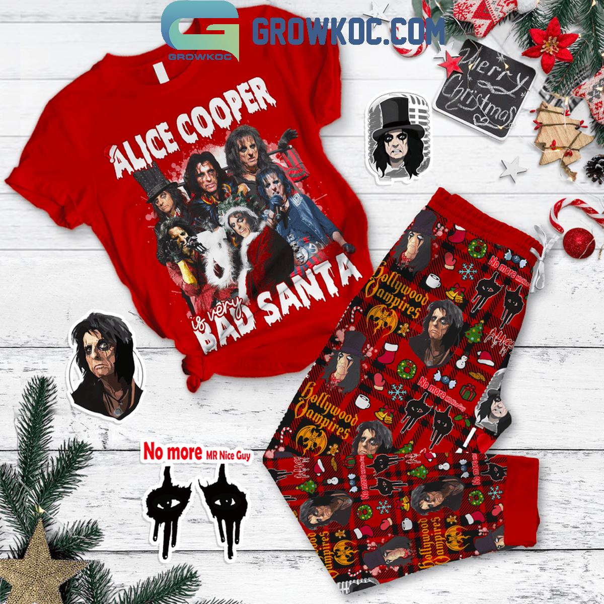 Alice Cooper Is Very Bad Santa Fleece Pajamas Set 1 aGVlG