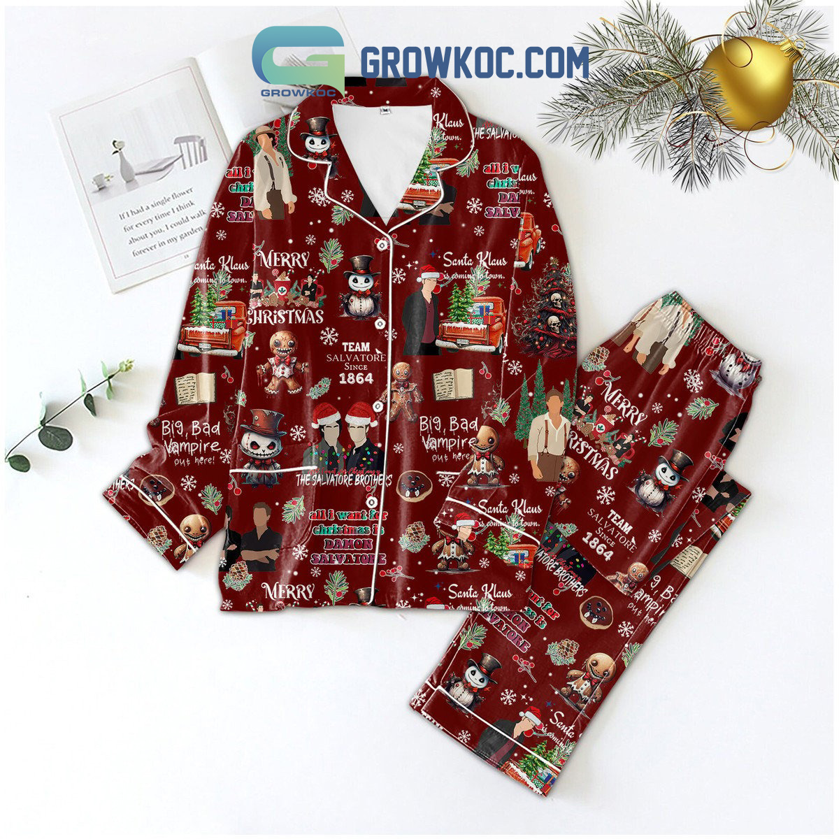 All I Want For Christmas Is Damon Salvatore Pajamas Set2B1 rX6ld