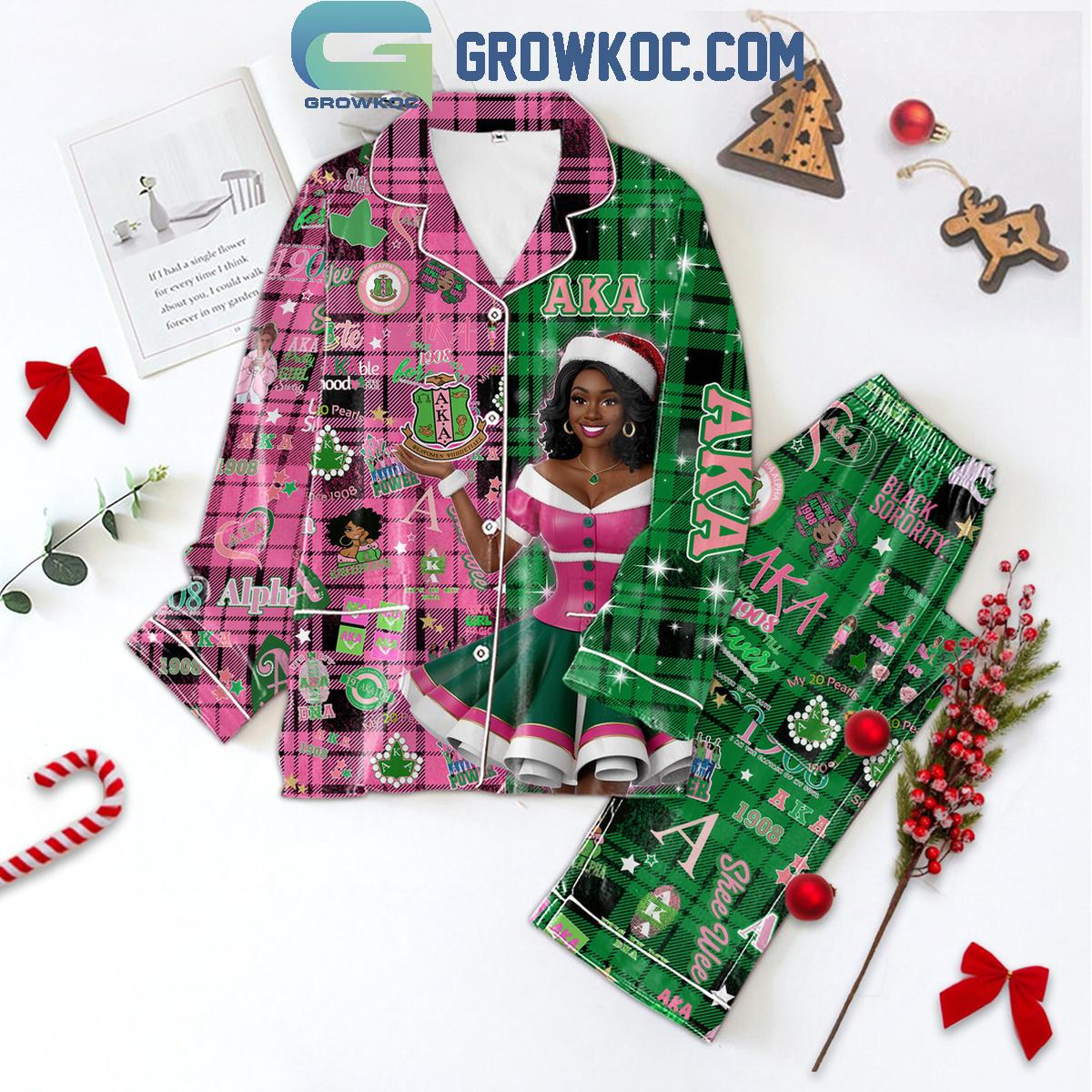 Alpha Kappa Alpha I Cant Keep Calm Christmas Polyester Pajamas Set 1 pSOF5