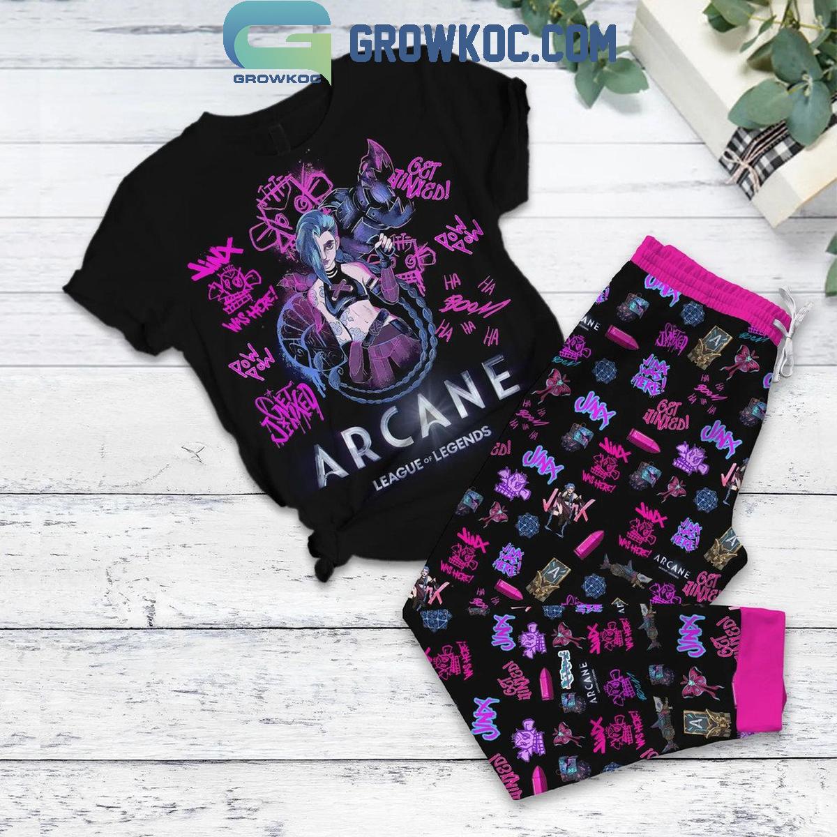 Arcane League Of Legends Get Jinxed On Christmas 2024 Fleece Pajamas Set 1 1kH1t
