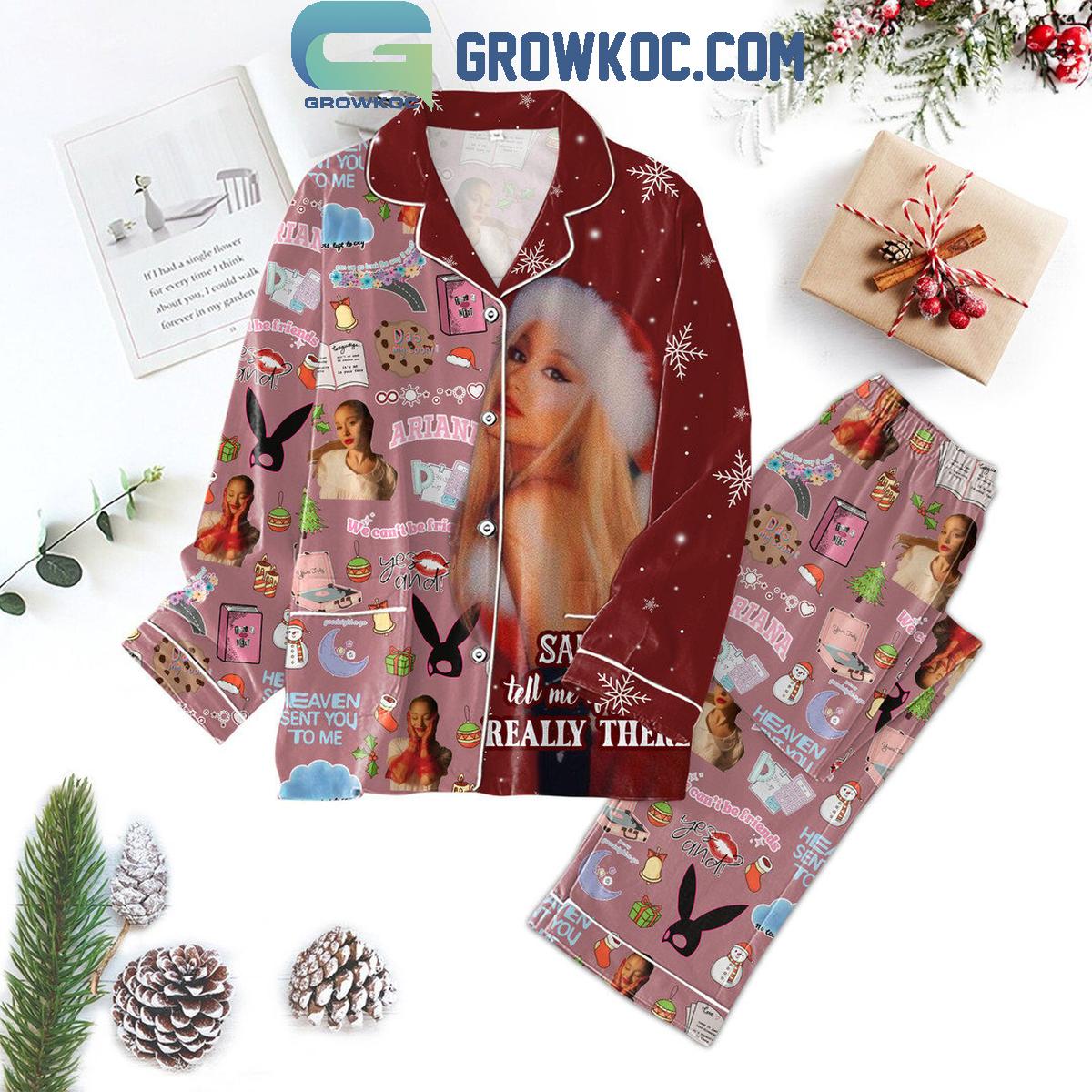 Ariana Grande Santa Tell me If Youre Really There Merry Christmas Polyester Pajamas Set 1 zP4fa