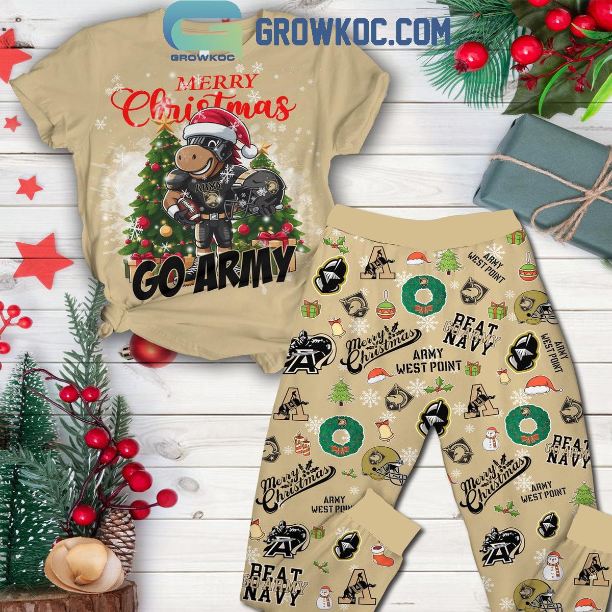 Army Black Knights Football Merry Christmas Go Army Fleece Pajamas Set 1 GqN0q