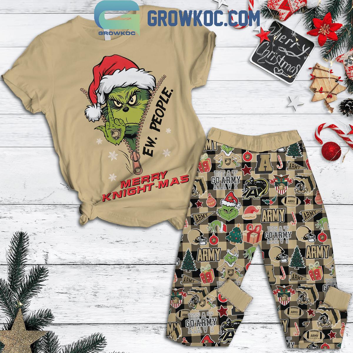 Army Black Knights Merry Knightmas Christmas From The Grinch Fleece Pajamas Set 1 atMAT