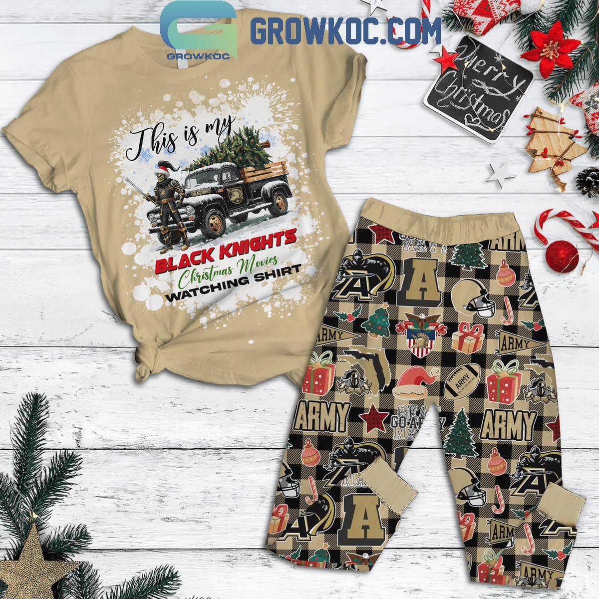 Army Black Knights Watching Pajama Shirt Christmas Fleece Pajamas Set 1 Dqpoh