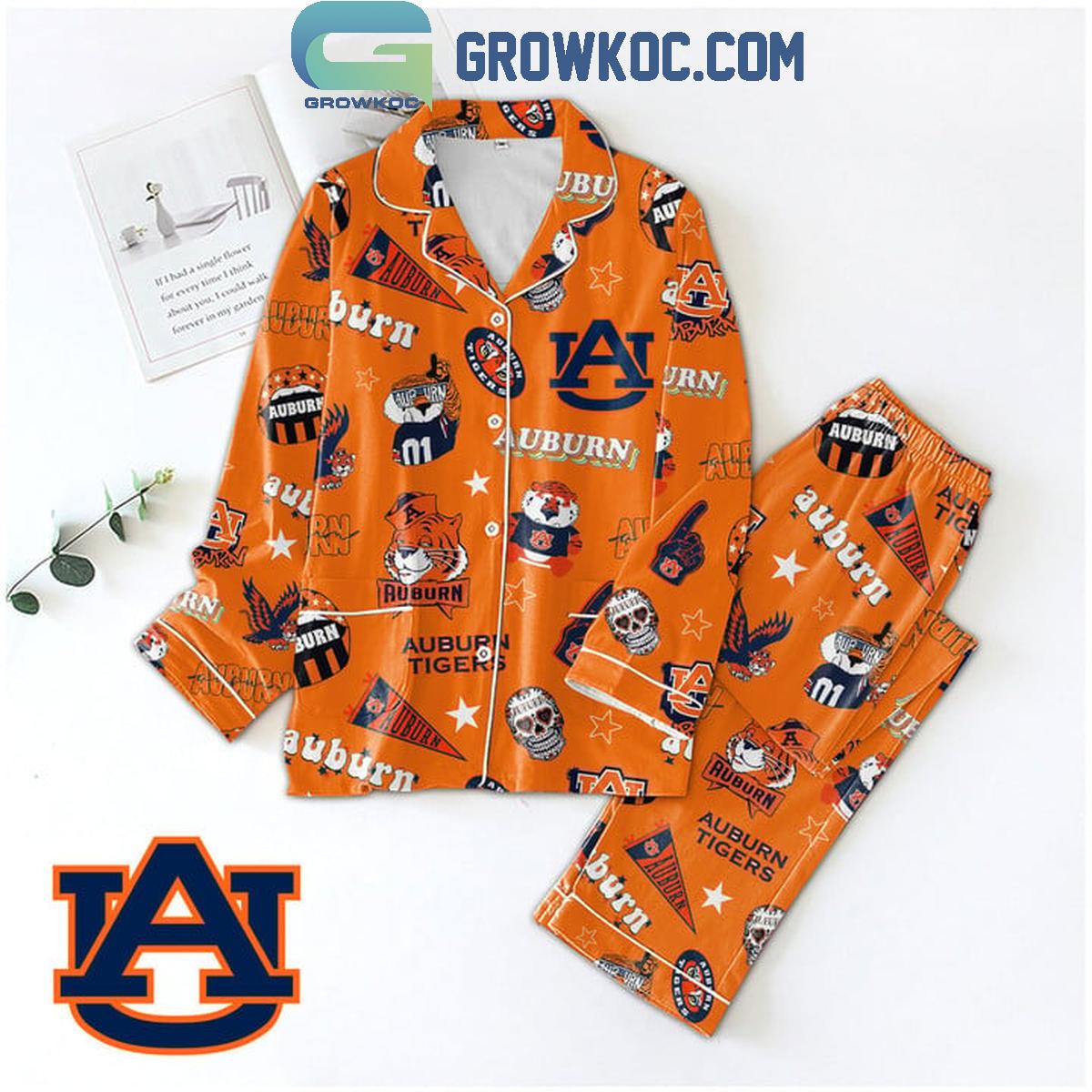 Auburn Tigers Go Tigers Halloween Polyester Pajamas Set Orange 1 T0yoT