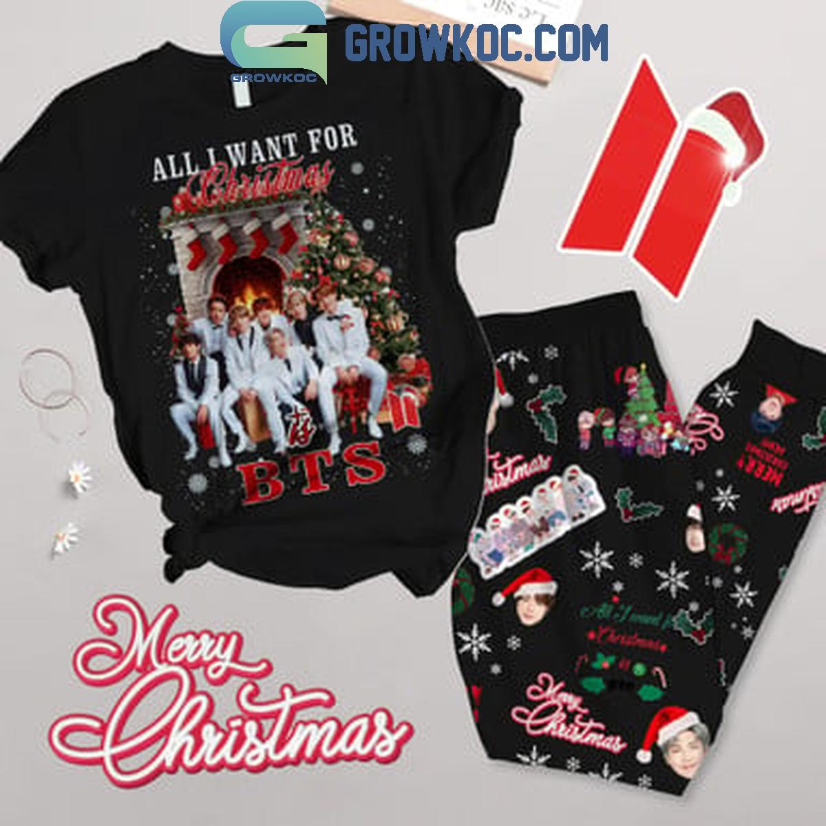BTS 2024 Is All I Want For Christmas Fleece Pajamas Set 1 G7ERV