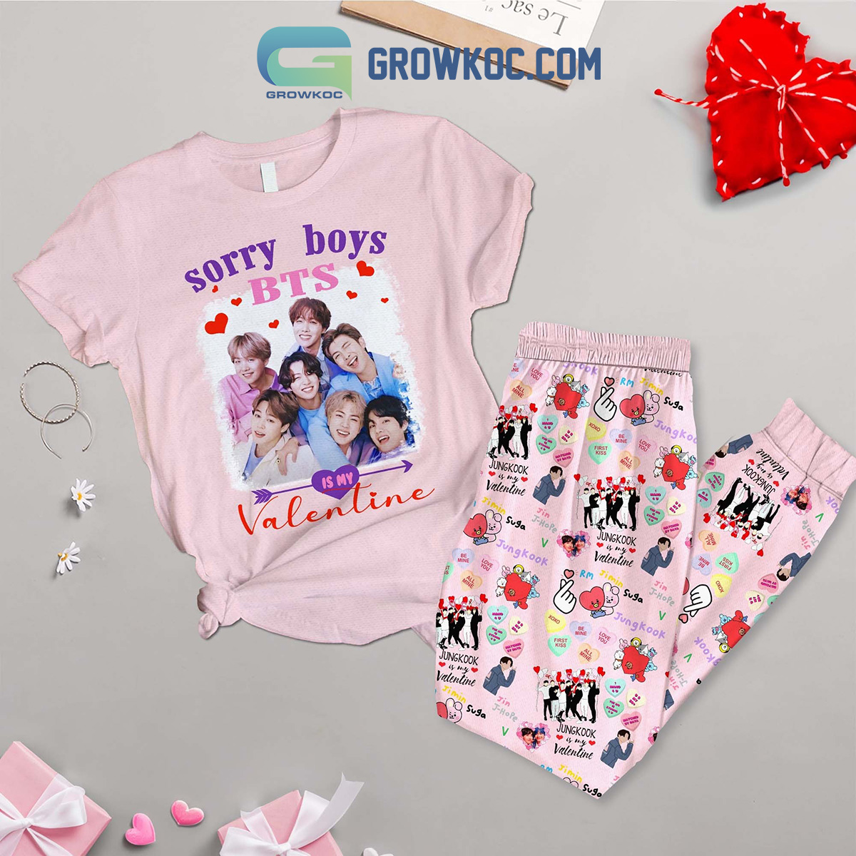 BTS Is My Valentine Fleece Pajamas Set2B1 brtRO