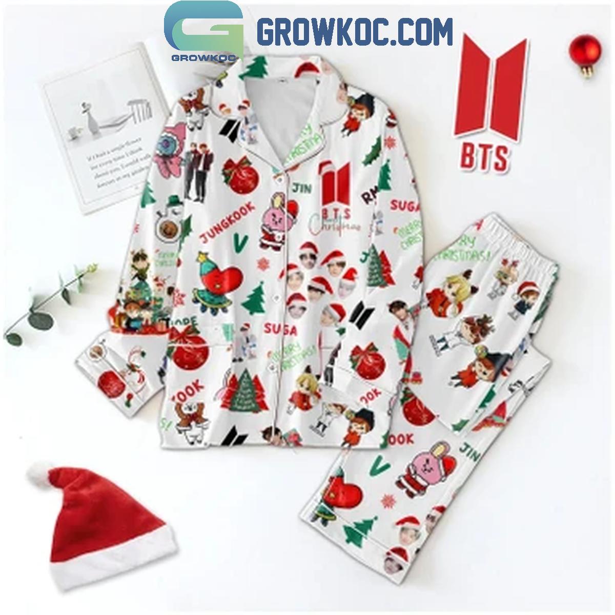 BTS Jungkook V Jimin Suga J Hope RM Jin Christmas Polyester Pajamas Set 1 b8rSP