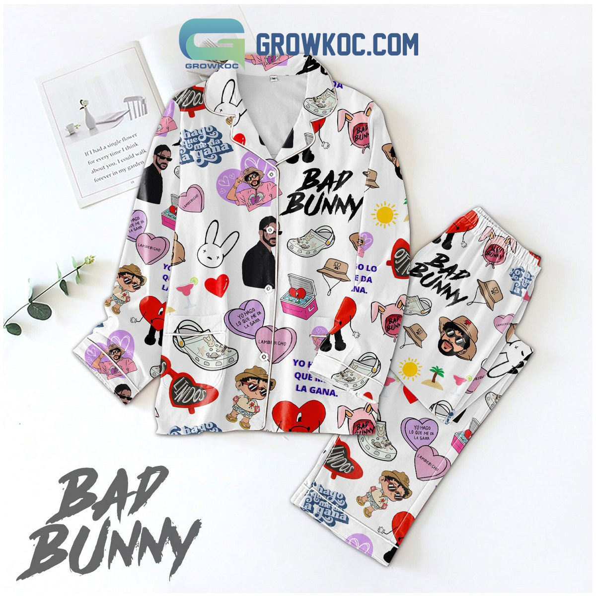 Bad Bunny Lambebicho Love Polyester Pajamas Set2B1 9uK13