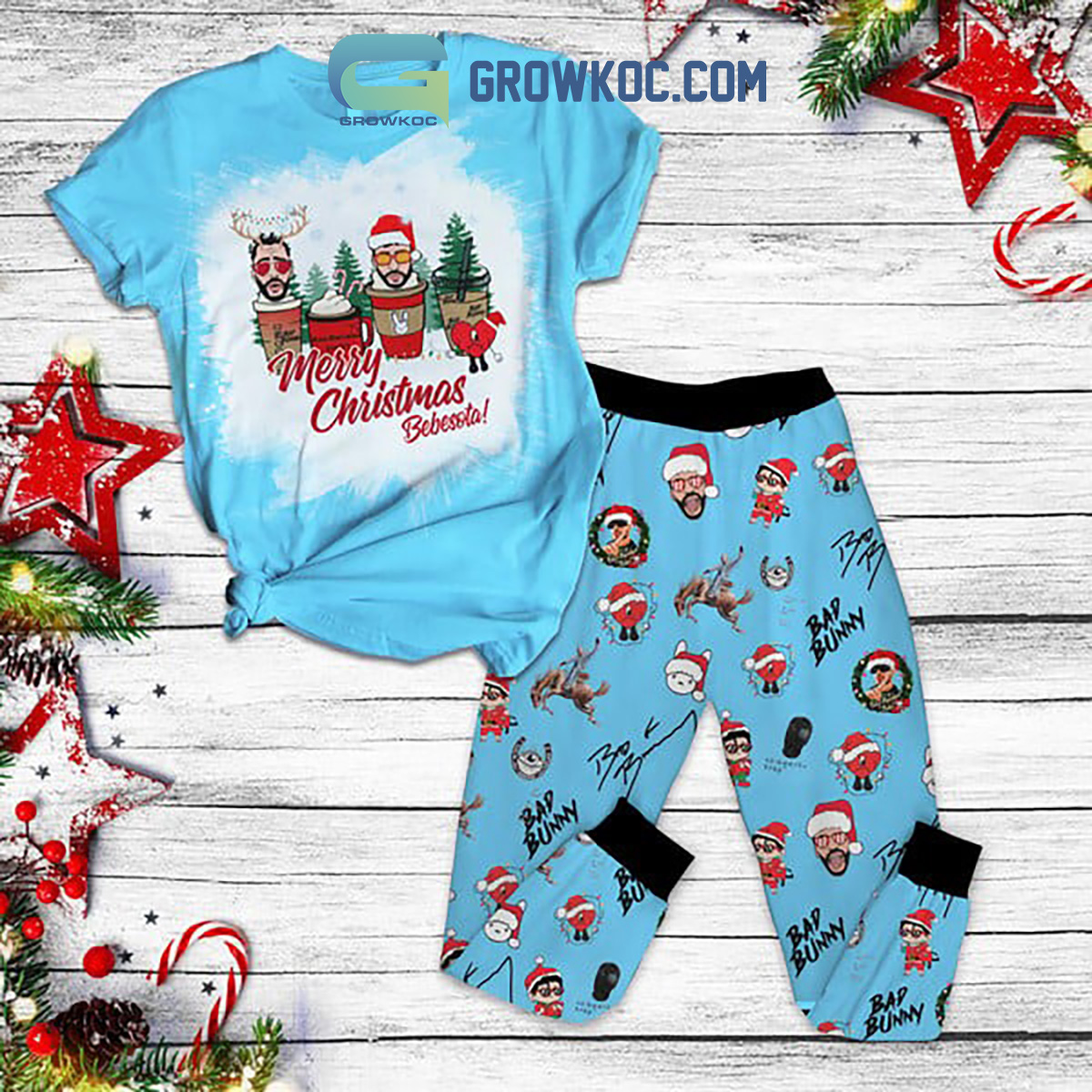 Bad Bunny Merry Christmas Bebesota Pajamas Set2B1 ZXvF3