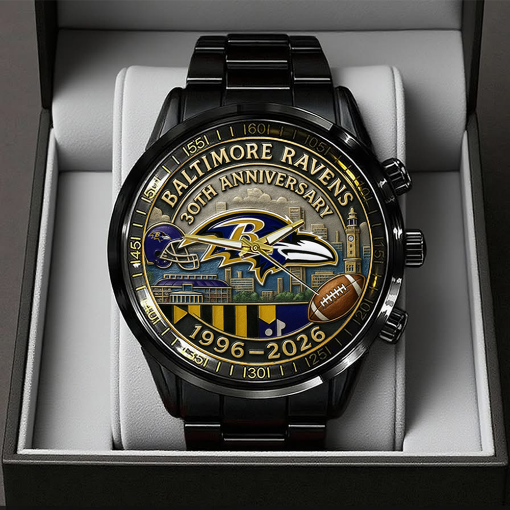 Baltimore Ravens Black Stainless Steel Watch TANTN16807