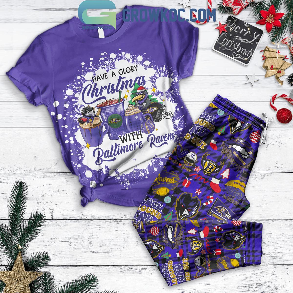 Baltimore Ravens Have A Glory Christmas With Ravens Fleece Pajamas Set 1 mATyC
