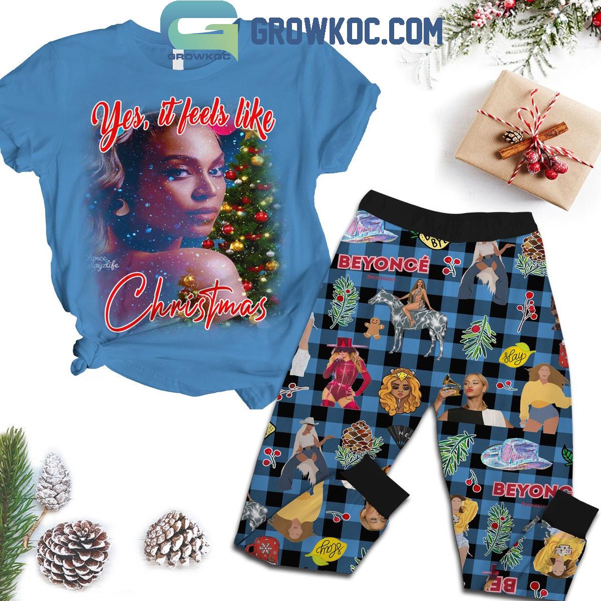 Beyonce Yes It Feels Like Christmas Fleece Pajamas Set 1 okjvA