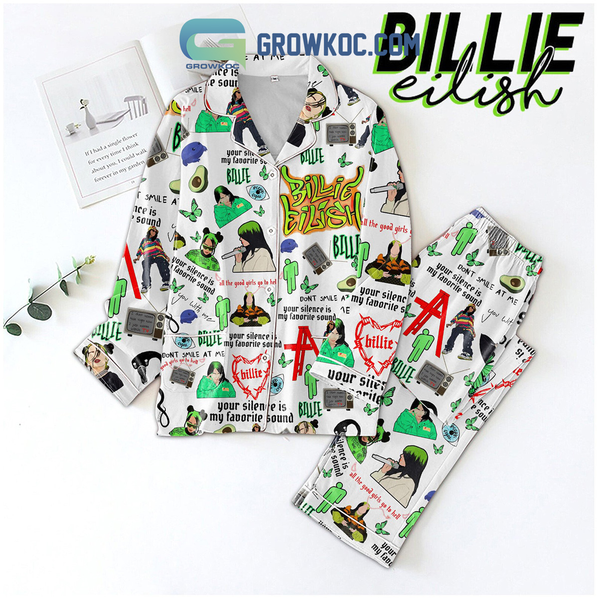 Billie Eilish You Silence Is My Favorite Sound Pajamas Set2B1 Hymnk