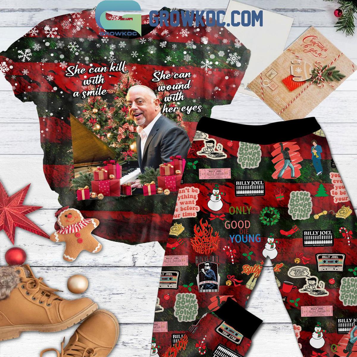 Billy Joel Only The Good Die Young Christmas Fleece Pajamas Set 1 HMTc6