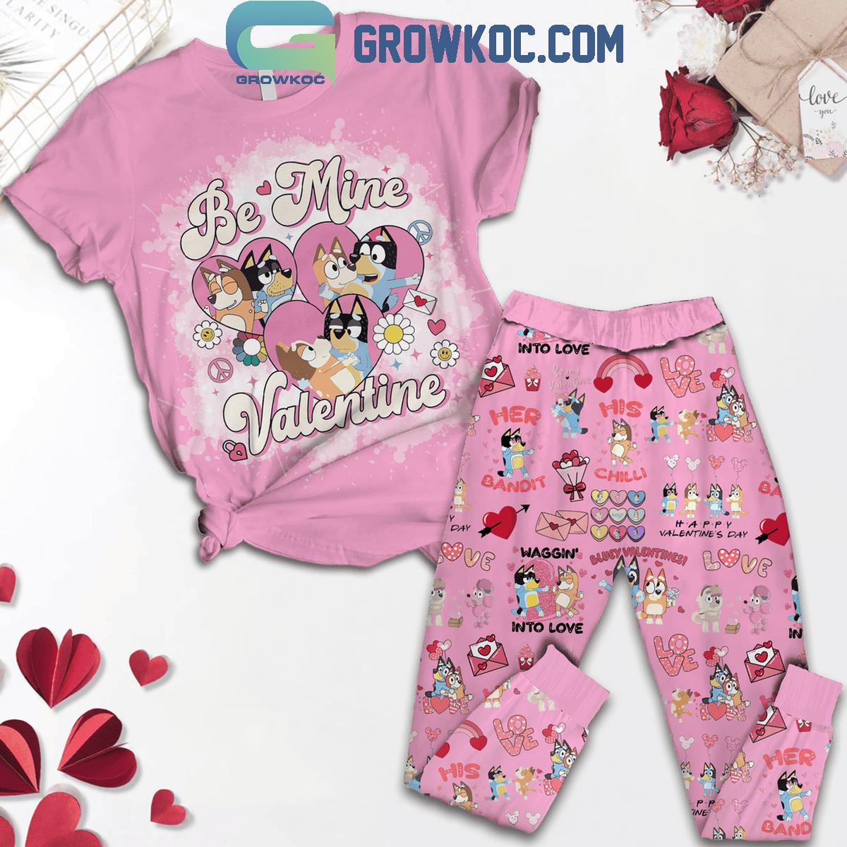 Bluey Be Mine Valentine Happy Day 2025 Fleece Pajamas Set 1 85ZOc
