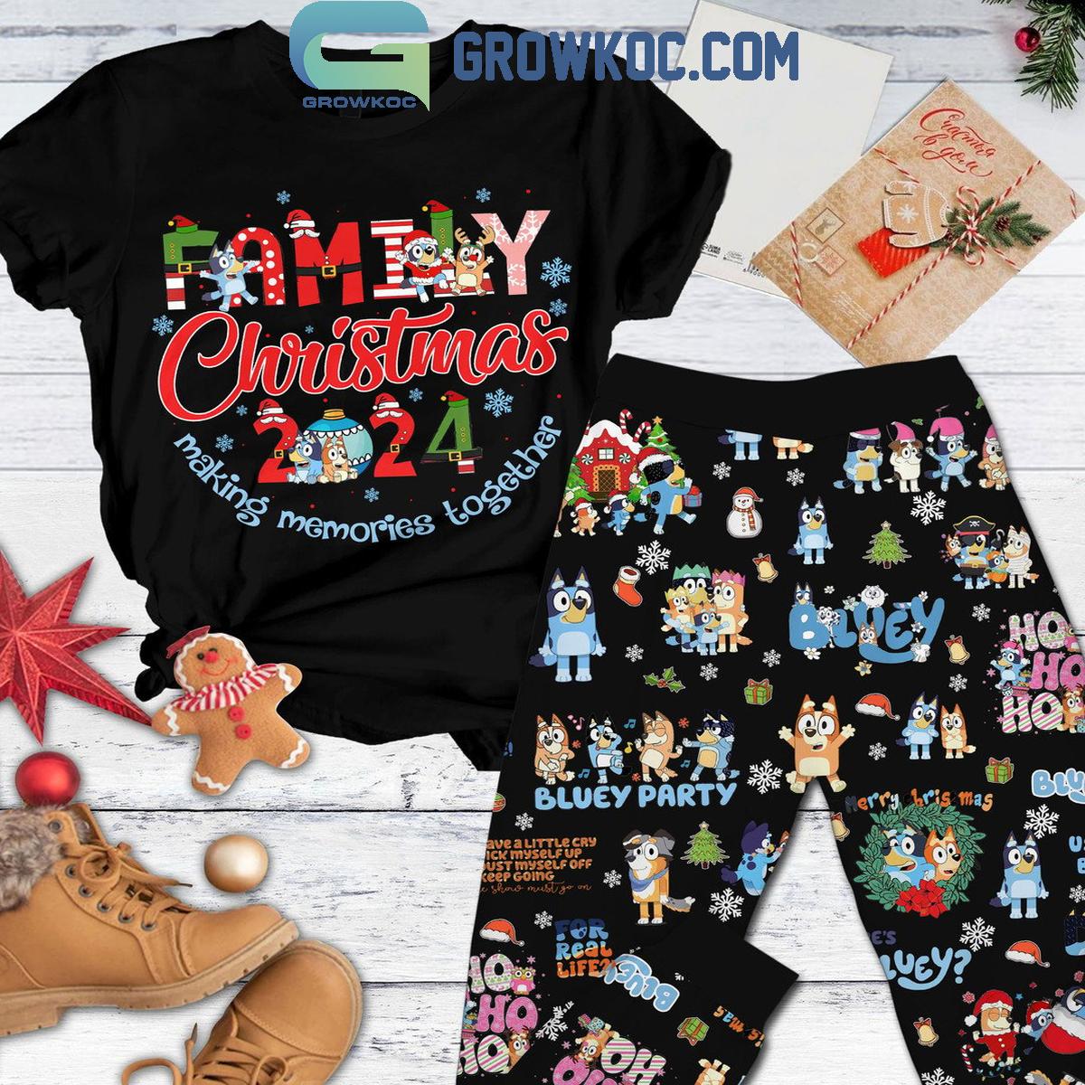 Bluey Family Christmas Making Memories Together Fleece Pajamas Set 1 p2vFy